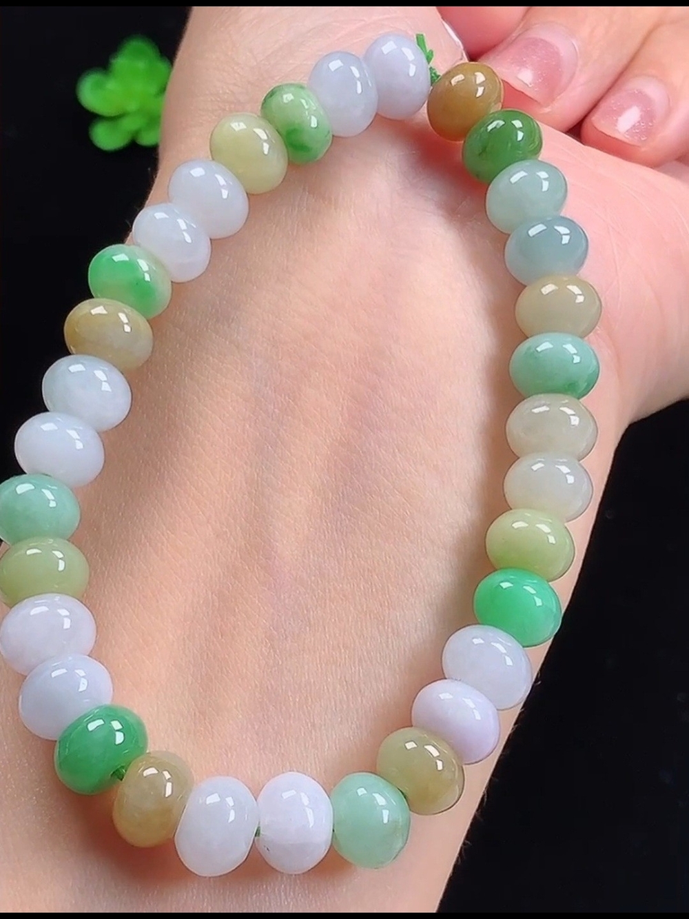 Beautiful Authentic Burmese Multi-Color Jade Bead Bracelet Tpye A